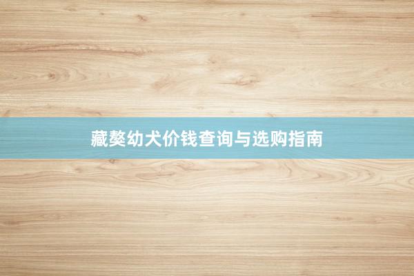 藏獒幼犬价钱查询与选购指南